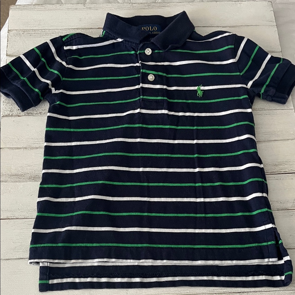 Polo by Ralph Lauren Kids Navy and Green Striped Polo